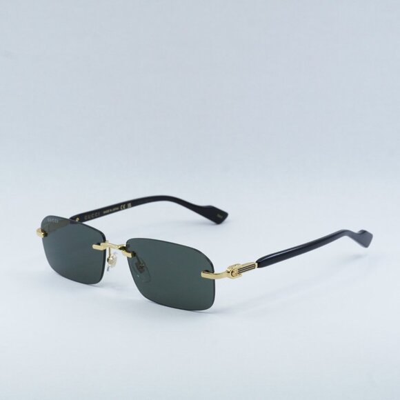Gucci GG1221S 001 Sunglasses Gold/Black Rectangle Frame, Grey Lenses main image 8